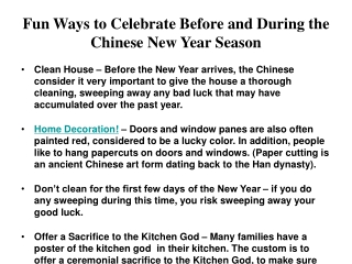 Fun Ways to Celebrate Before and During the Chinese New Year
