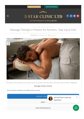 Massage Therapy in Preston for Runners | 5 Star Clinic Ltd