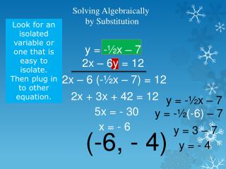 Solving Algebraically by Substitution