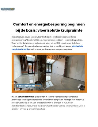 Comfort en energiebesparing beginnen bij de basis_ vloerisolatie kruipruimte