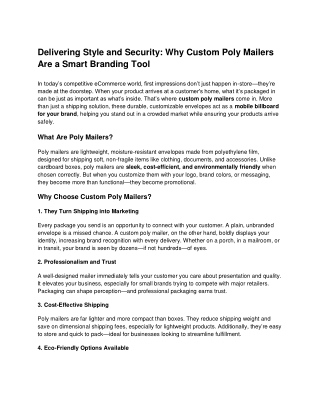 Why Custom Poly Mailers Are a Smart Branding Tool