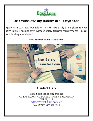 Loan Without Salary Transfer Uae - Easyloan.ae