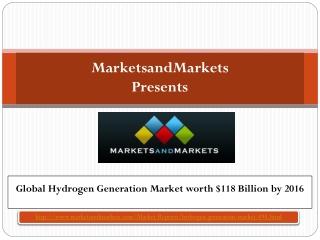 Global Hydrogen Generation Market worth $118 Billion by 2016