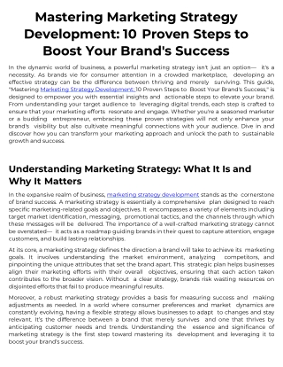 Mastering Marketing Strategy Development - 10 Proven Steps to Boost Your Brand's Success