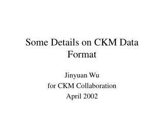 Some Details on CKM Data Format