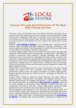 Improve The Look And Performance Of The Roof With Painting Services