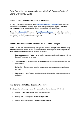 Build Scalable Learning Academies with SAP SuccessFactors & Blend LXP _ 2025 Guide