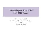 Positioning Nutrition in the Post-2015 Debate