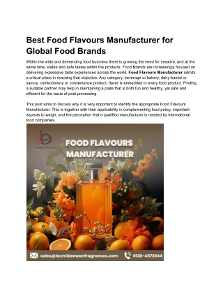 Best Food Flavours Manufacturer for Global Food Brands
