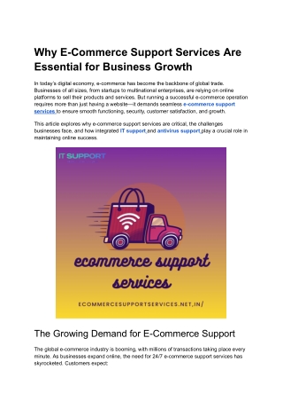 Why E-Commerce Support Services Are Essential for Business Growth
