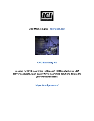 CNC Machining KS | Icimfgusa.com