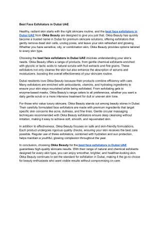 Best Face Exfoliators in Dubai UAE