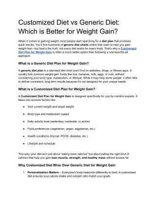 Customized Diet vs Generic Diet_ Which is Better for Weight Gain