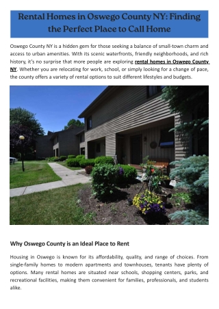 Rental Homes in Oswego County NY Finding the Perfect Place to Call Home