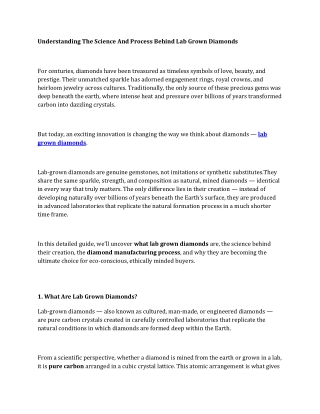 Understanding The Science And Process Behind Lab Grown Diamonds