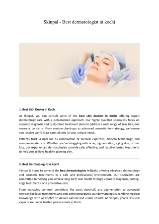 Best Skin Doctor in Kochi – Skinpal Kochi