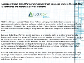 Lucrazon Global Brand Partners Empower Small Business Owners
