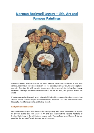 Norman Rockwell Legacy – Life, Art and Famous Paintings