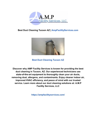 Best Duct Cleaning Tucson AZ | AmpFacilityServices.com