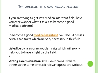 How To Become A Good Medical Assistant