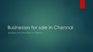Businesses for sale in chennai