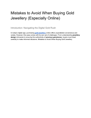 Mistakes to Avoid When Buying Gold Jewellery Online