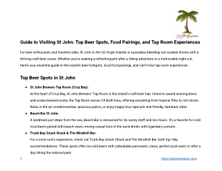 Guide to Visiting St John_ Top Beer Spots, Food Pairings, and Tap Room Experiences