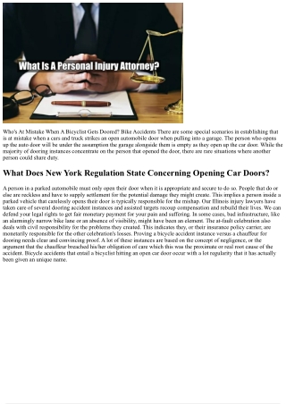 Dooring Crash: Automobile Vs Bike: Comprehending Obligation