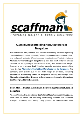 Aluminium Scaffolding Manufacturers in Bangalore