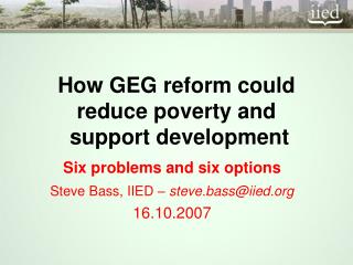 How GEG reform could reduce poverty and support development