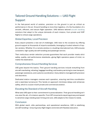 Tailored Ground Handling Solutions — UAS Flight Support