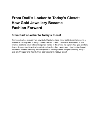 From Dadi’s Locker to Today’s Closet | Fashion-Forward Gold