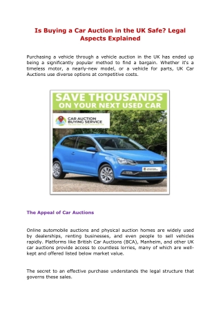 Is Buying a Car Auction in the UK Safe? Legal Aspects Explained