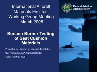 International Aircraft Materials Fire Test Working Group Meeting March 2008