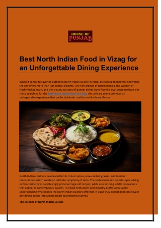 Best North Indian Food in Vizag for an Unforgettable Dining Experience