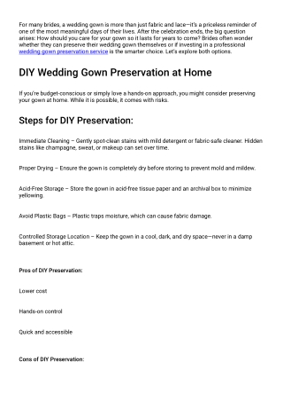 DIY or Expert Care Should You Preserve Your Wedding Gown at Home
