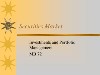 Securities Market