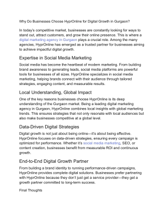 Why Do Businesses Choose HyprOnline for Digital Growth in Gurgaon