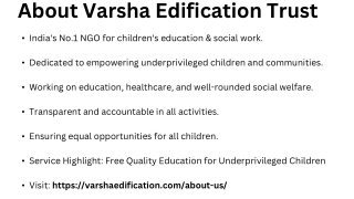 No.1 NGO for Children’s Education & Social Work in India – Varsha Edification Tr
