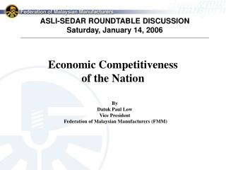 Economic Competitiveness of the Nation