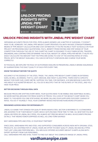 Start Your Own Jindal Pipes Dealership with Vardhaman Pipe & Steel