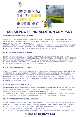 Solar Power Installation Company - Sparco Energy