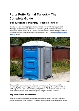 Porta Potty Rental Turlock – The Complete Guide