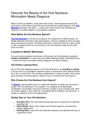 Discover the Beauty of the Orla Necklace Minimalism Meets Elegance