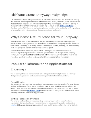 E - Oklahoma Stone Entryway Design Tips