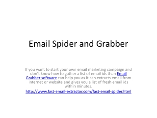 Email Spider and Grabber