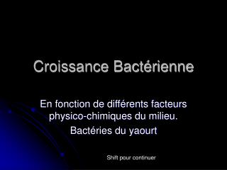 Croissance Bactérienne