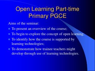Open Learning Part-time Primary PGCE