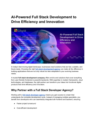 AI Powered Full Stack Development to Drive Efficiency and Innovation
