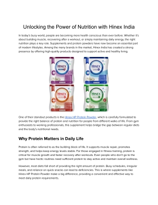 Best Whey Protein Isolate - Hinex for Superior Nutrition